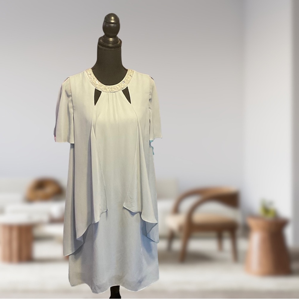 SLNY Sky Blue Embellished Cocktail Dress | 6